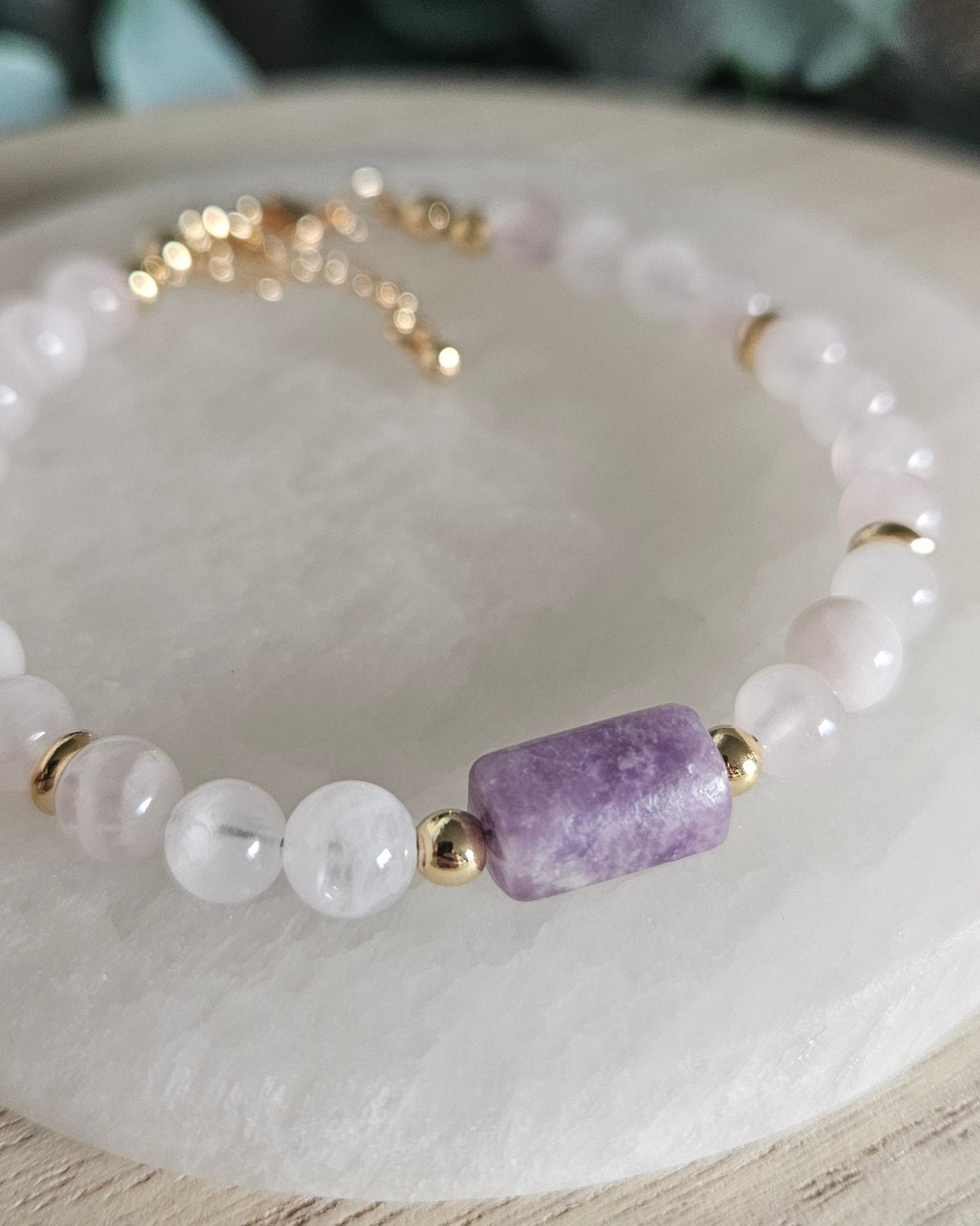 Rose Quartz & Lepidolite Bracelet | Emotional Calm & Self-Compassion