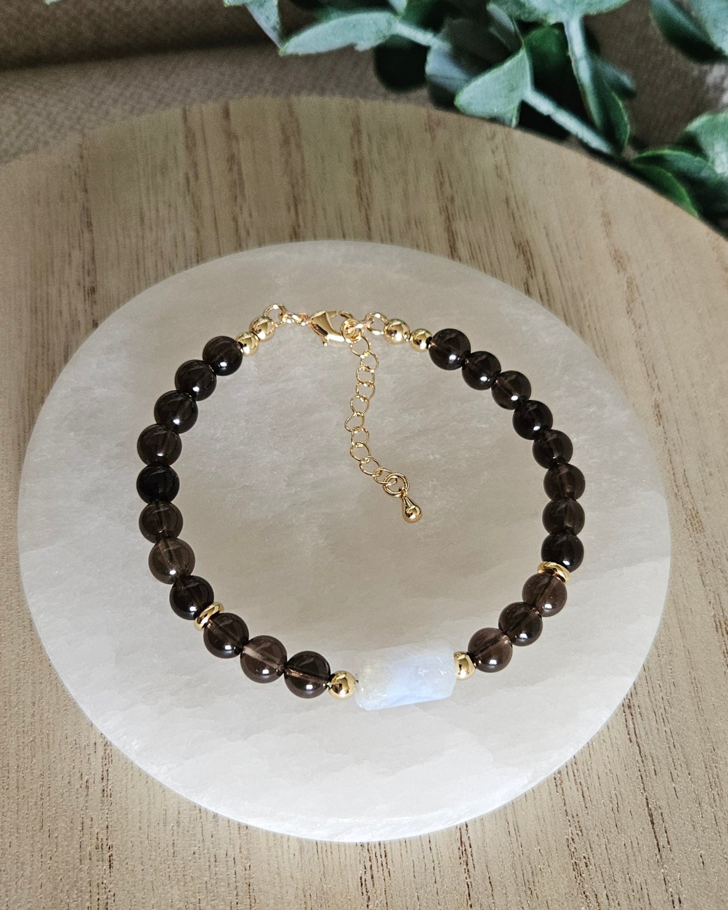 Smoky Quartz & Blue Lace Agate Bracelet | Grounded Calm & Clear Expression