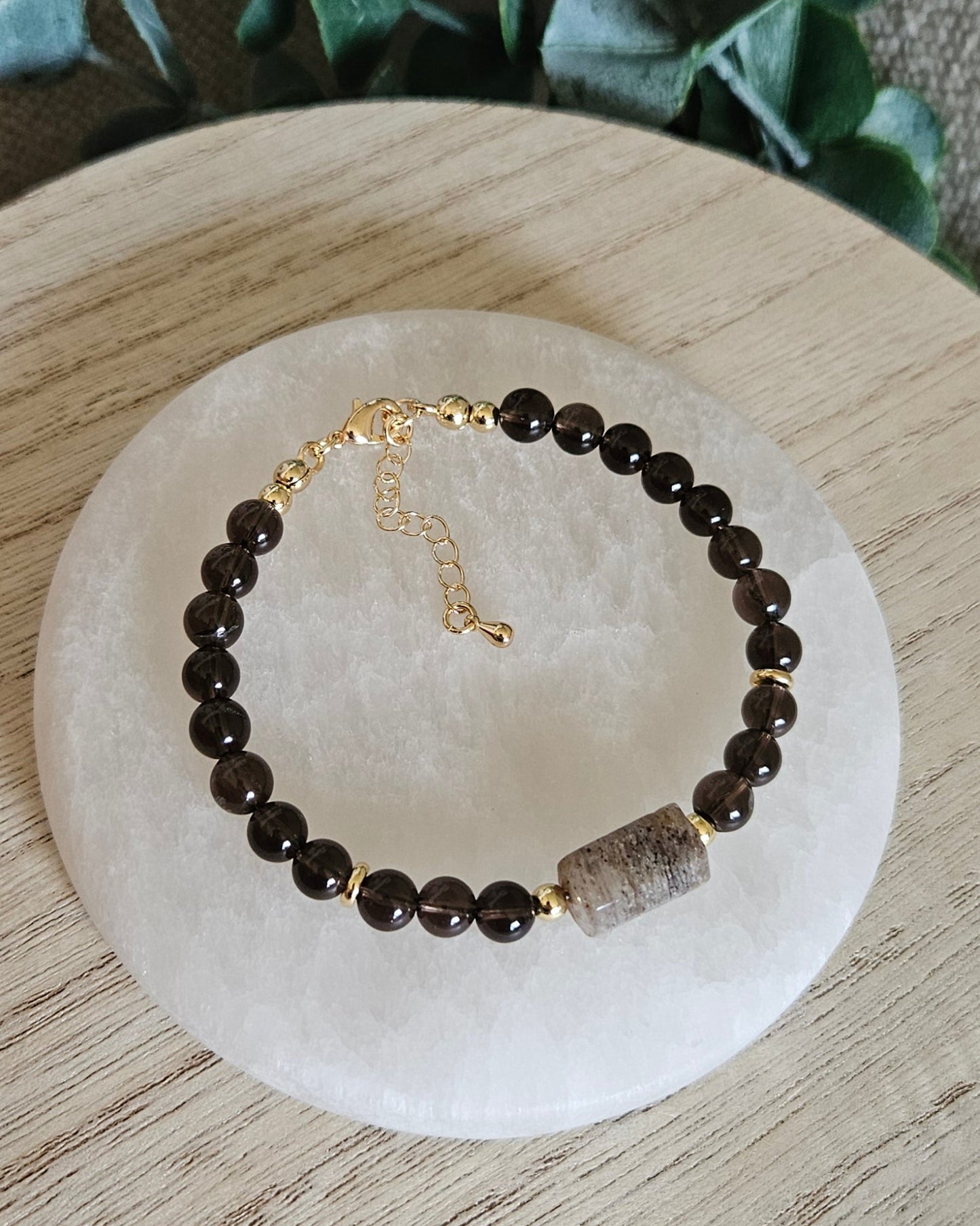 Smoky Quartz & Angel Phantom Quartz Bracelet | Grounded Clarity & Inner Guidance