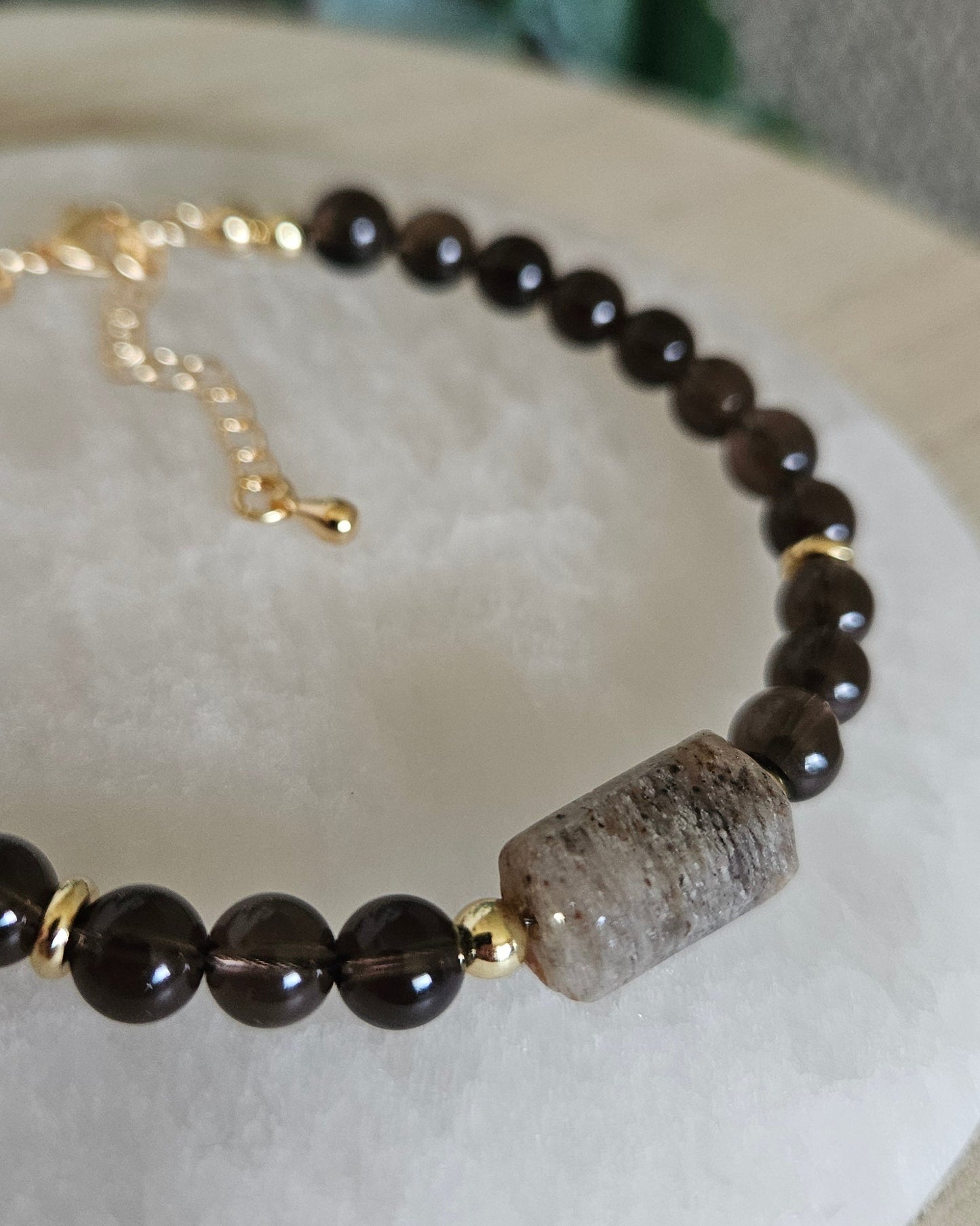 Smoky Quartz & Angel Phantom Quartz Bracelet | Grounded Clarity & Inner Guidance