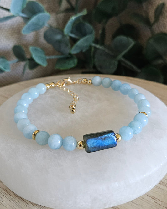 Aquamarine & Labradorite Bracelet | Calm Clarity & Intuitive Strength