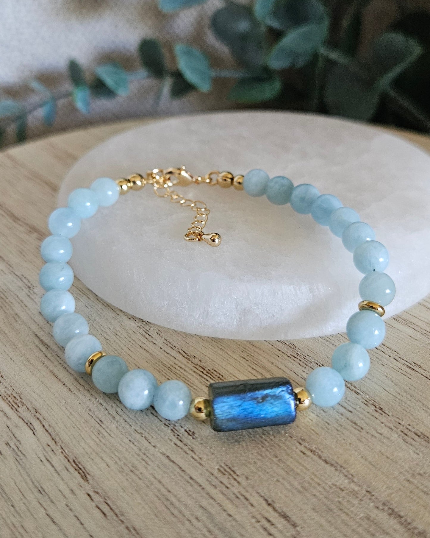 Aquamarine & Labradorite Bracelet | Calm Clarity & Intuitive Strength