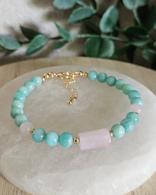 Amazonite & Rose Quartz Bracelet | Emotional Balance & Heart-Centered Calm