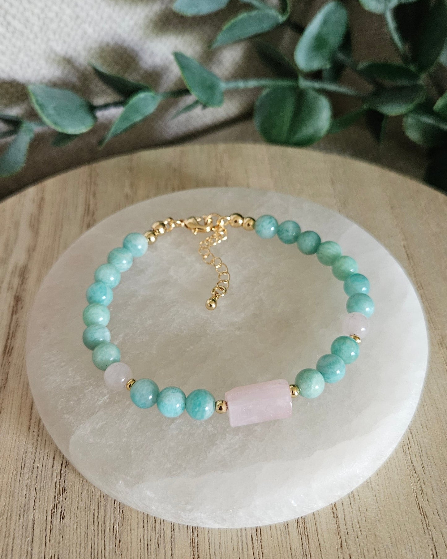 Amazonite & Rose Quartz Bracelet | Emotional Balance & Heart-Centered Calm