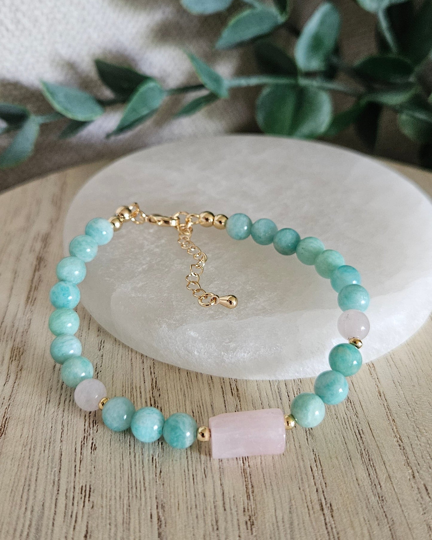 Amazonite & Rose Quartz Bracelet | Emotional Balance & Heart-Centered Calm