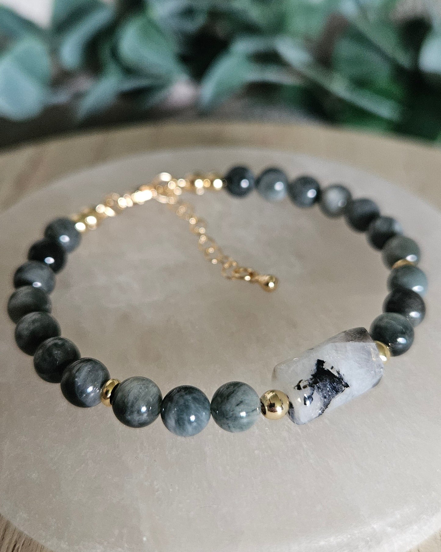 Hawk’s Eye & Moonstone Bracelet | Grounded Intuition & Calm Protection