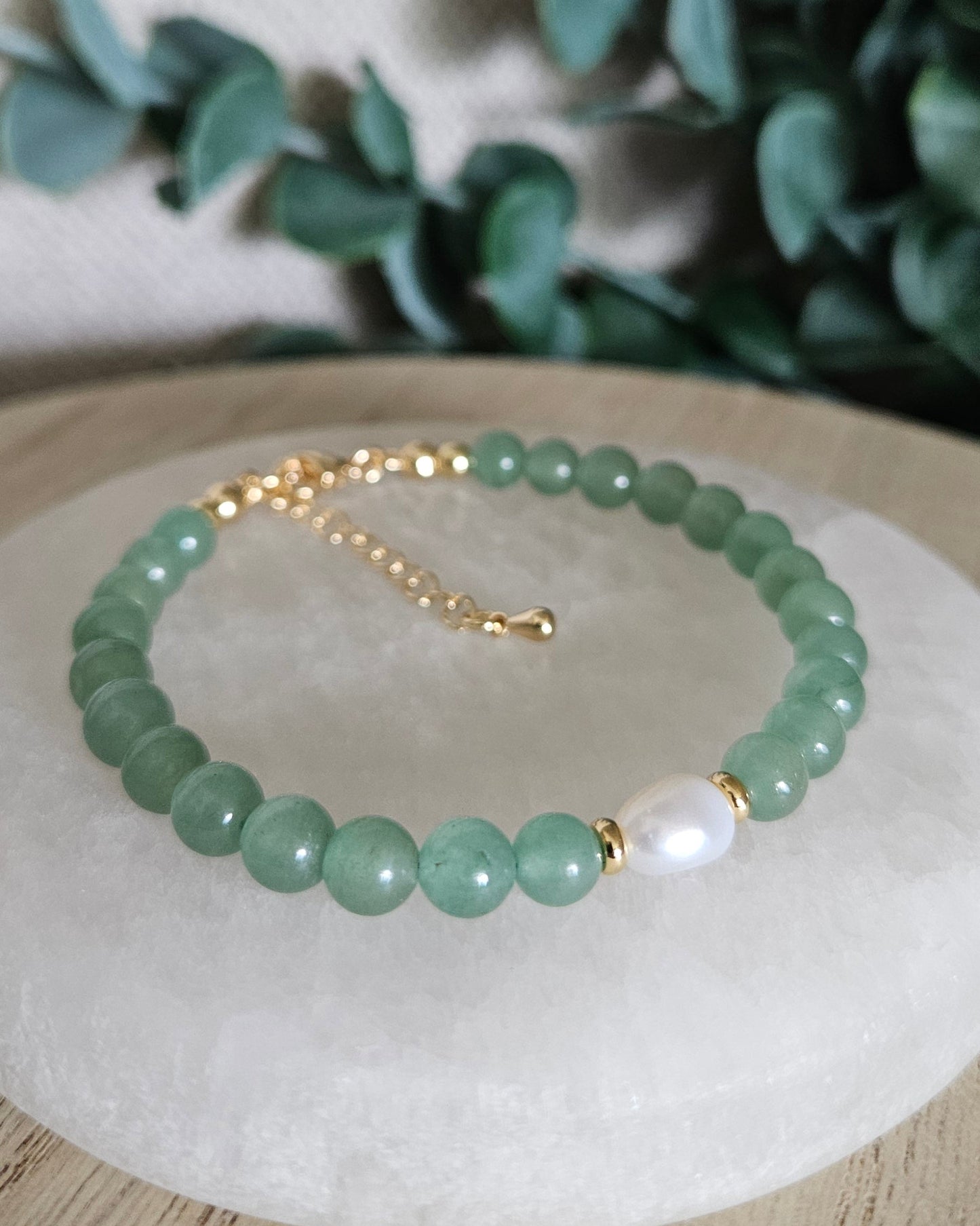 Green Aventurine & Freshwater Pearl Bracelet | Growth, Renewal & Heart-Led Confidence