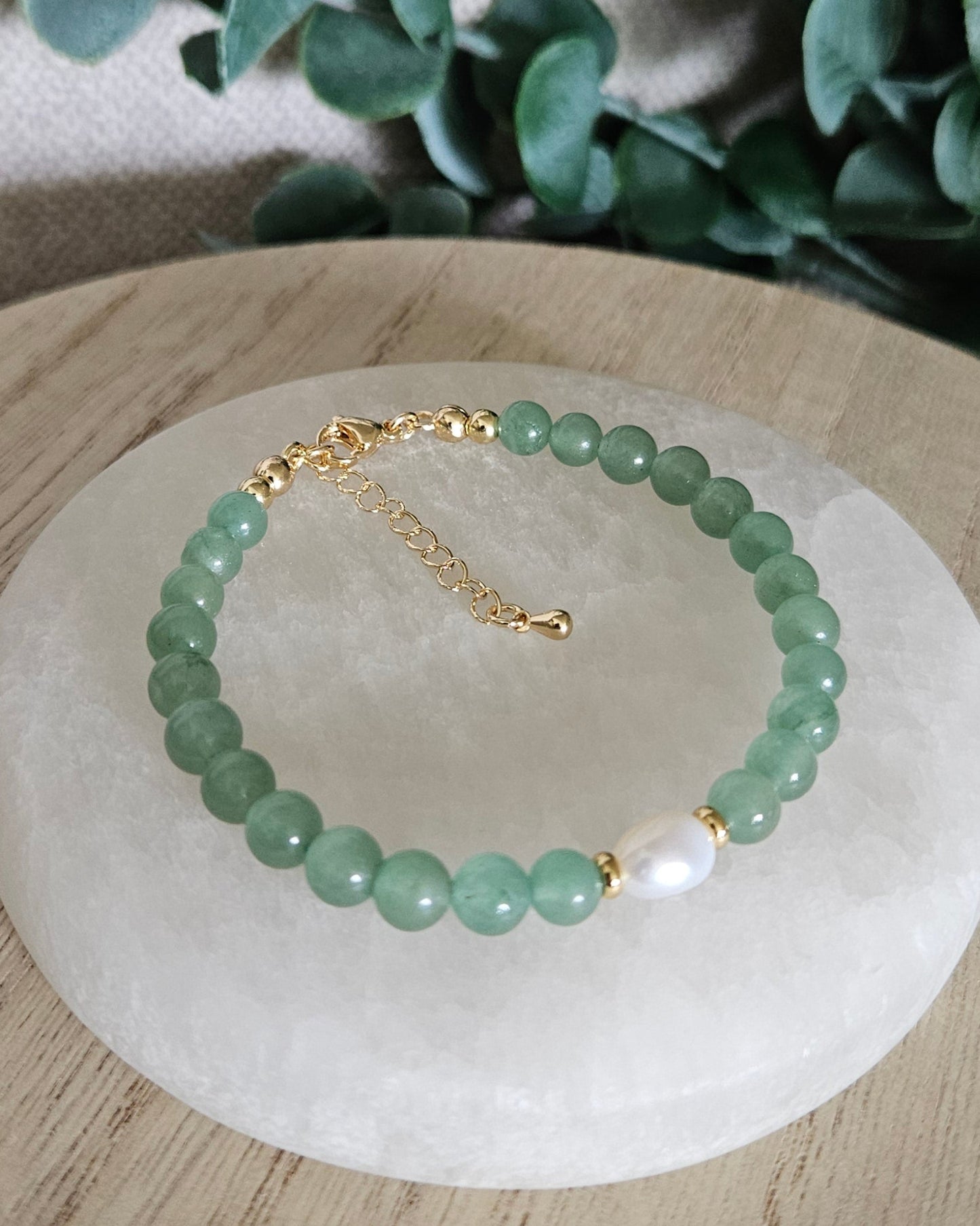 Green Aventurine & Freshwater Pearl Bracelet | Growth, Renewal & Heart-Led Confidence