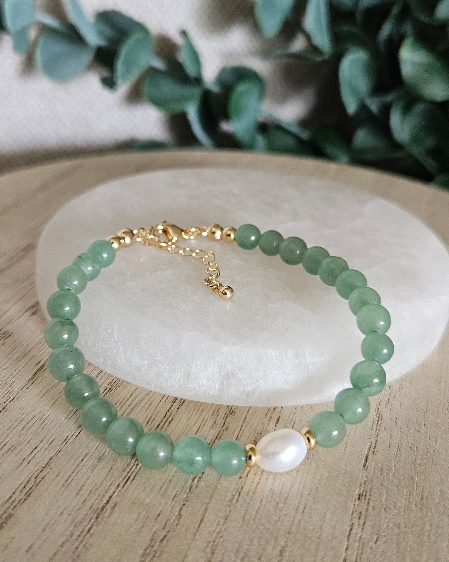 Green Aventurine & Freshwater Pearl Bracelet | Growth, Renewal & Heart-Led Confidence