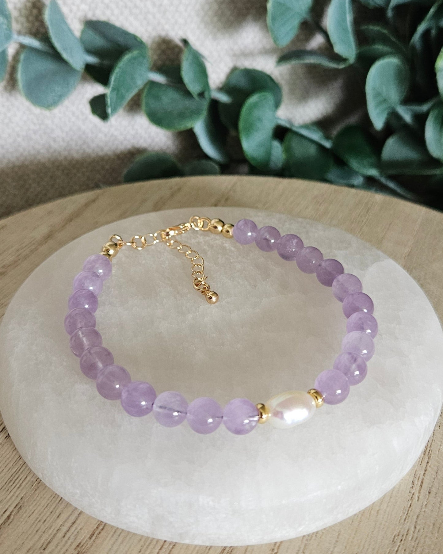 Lavender Amethyst & Freshwater Pearl Bracelet | Calm, Clarity & Inner Grace