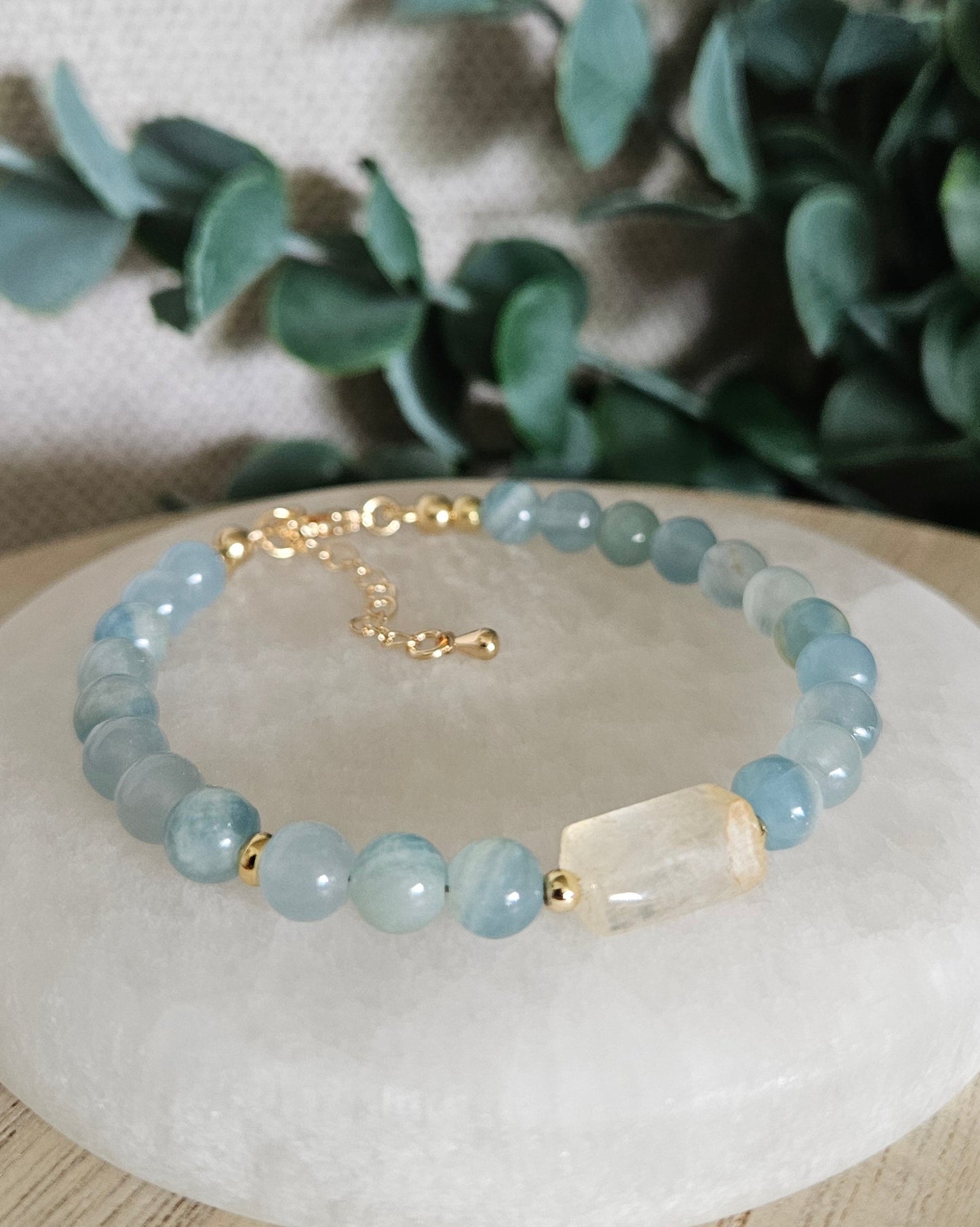 Honey Blue Calcite & Citrine Bracelet | Calm Confidence & Positive Energy