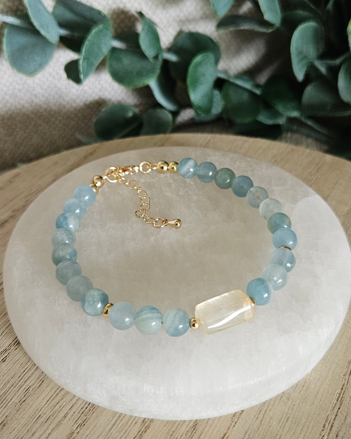 Honey Blue Calcite & Citrine Bracelet | Calm Confidence & Positive Energy