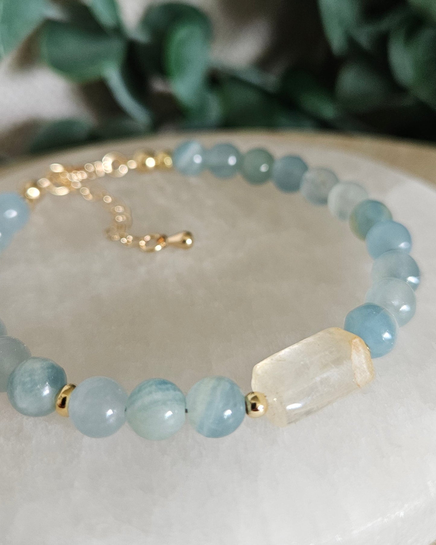 Honey Blue Calcite & Citrine Bracelet | Calm Confidence & Positive Energy