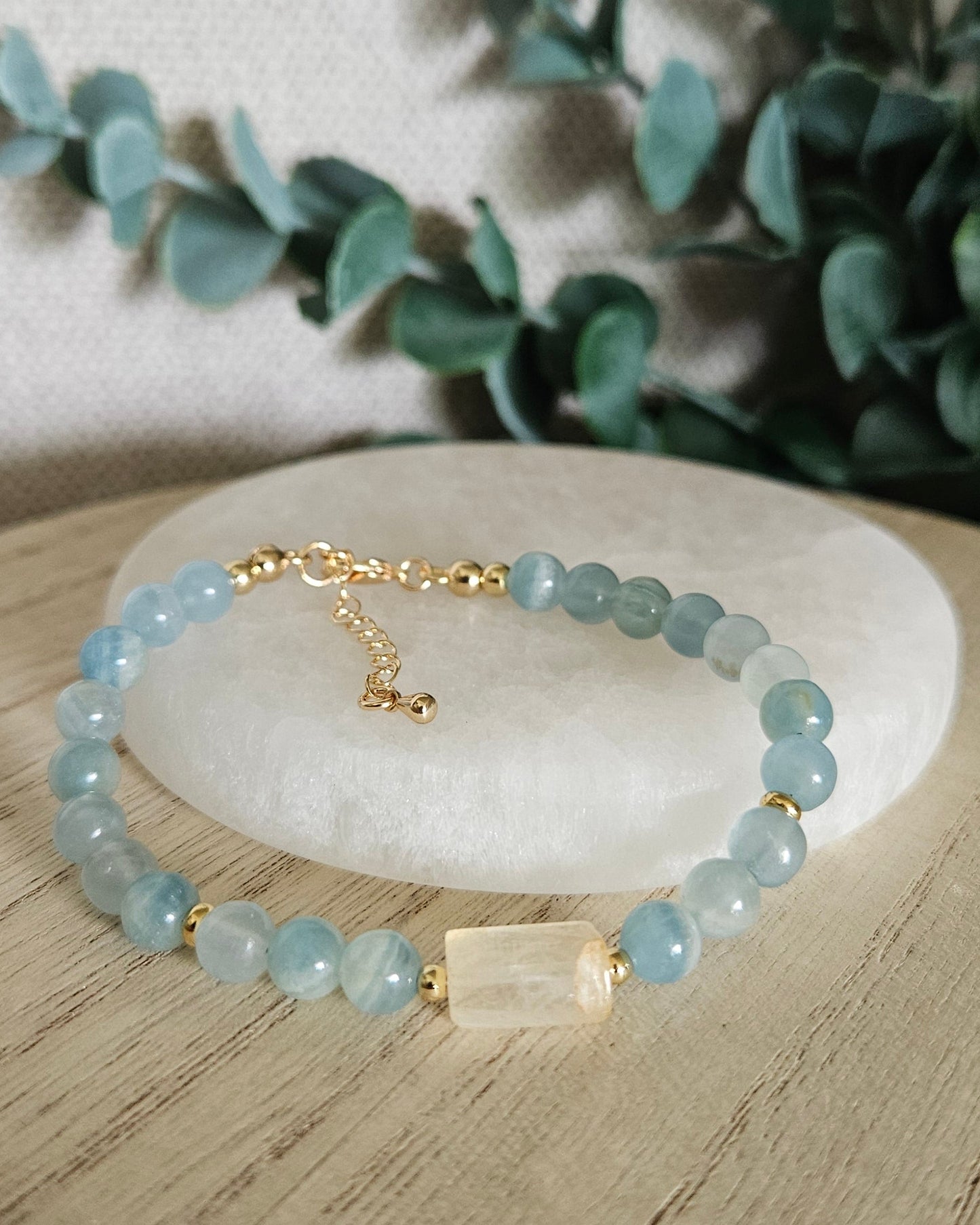 Honey Blue Calcite & Citrine Bracelet | Calm Confidence & Positive Energy