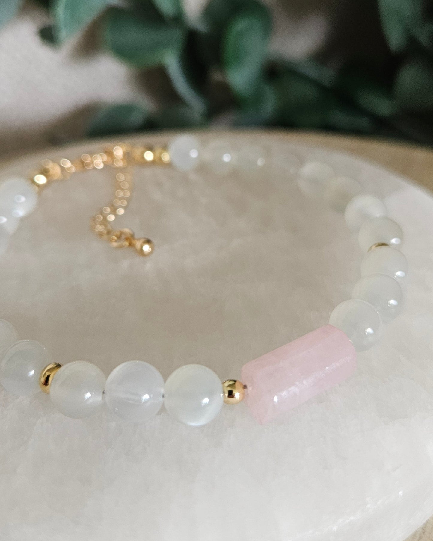 White Moonstone & Rose Quartz Bracelet | Self-Love, Intuition & Emotional Balance