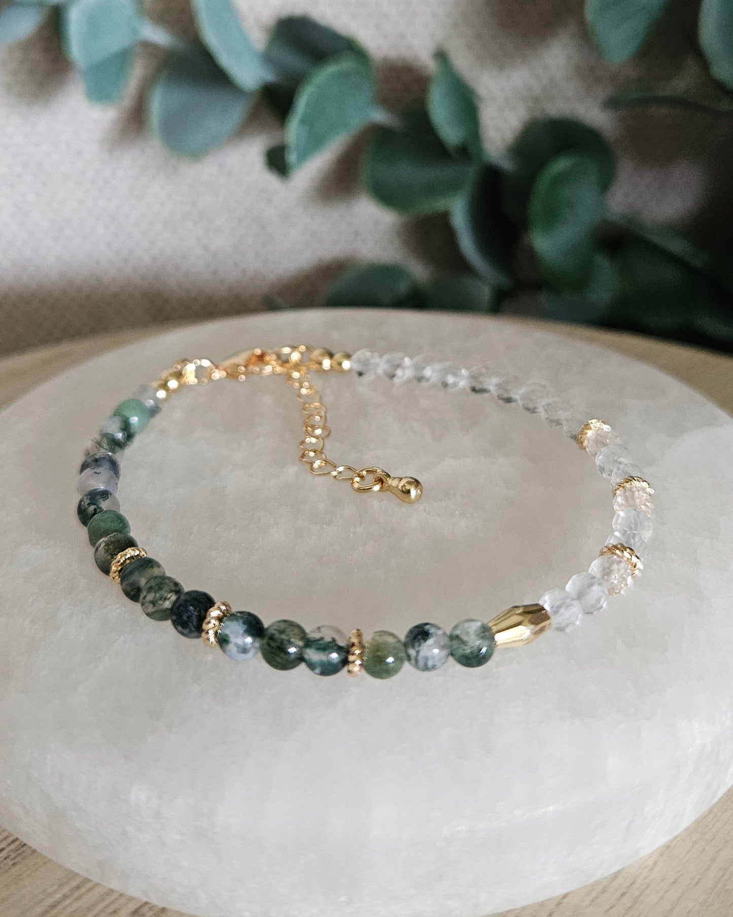 Moss Agate & Clear Quartz Bracelet | Growth, Clarity & Fresh Beginnings