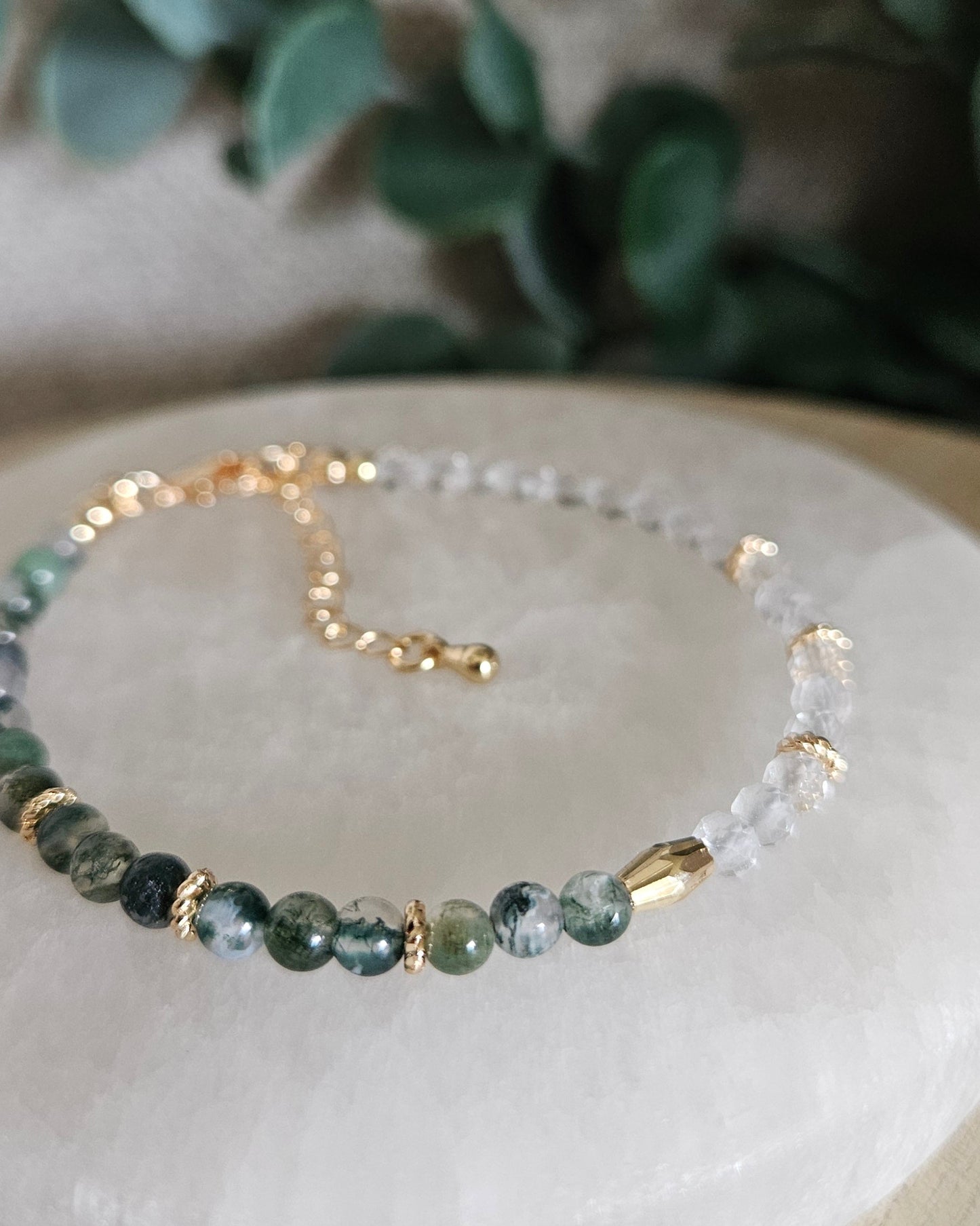 Moss Agate & Clear Quartz Bracelet | Growth, Clarity & Fresh Beginnings