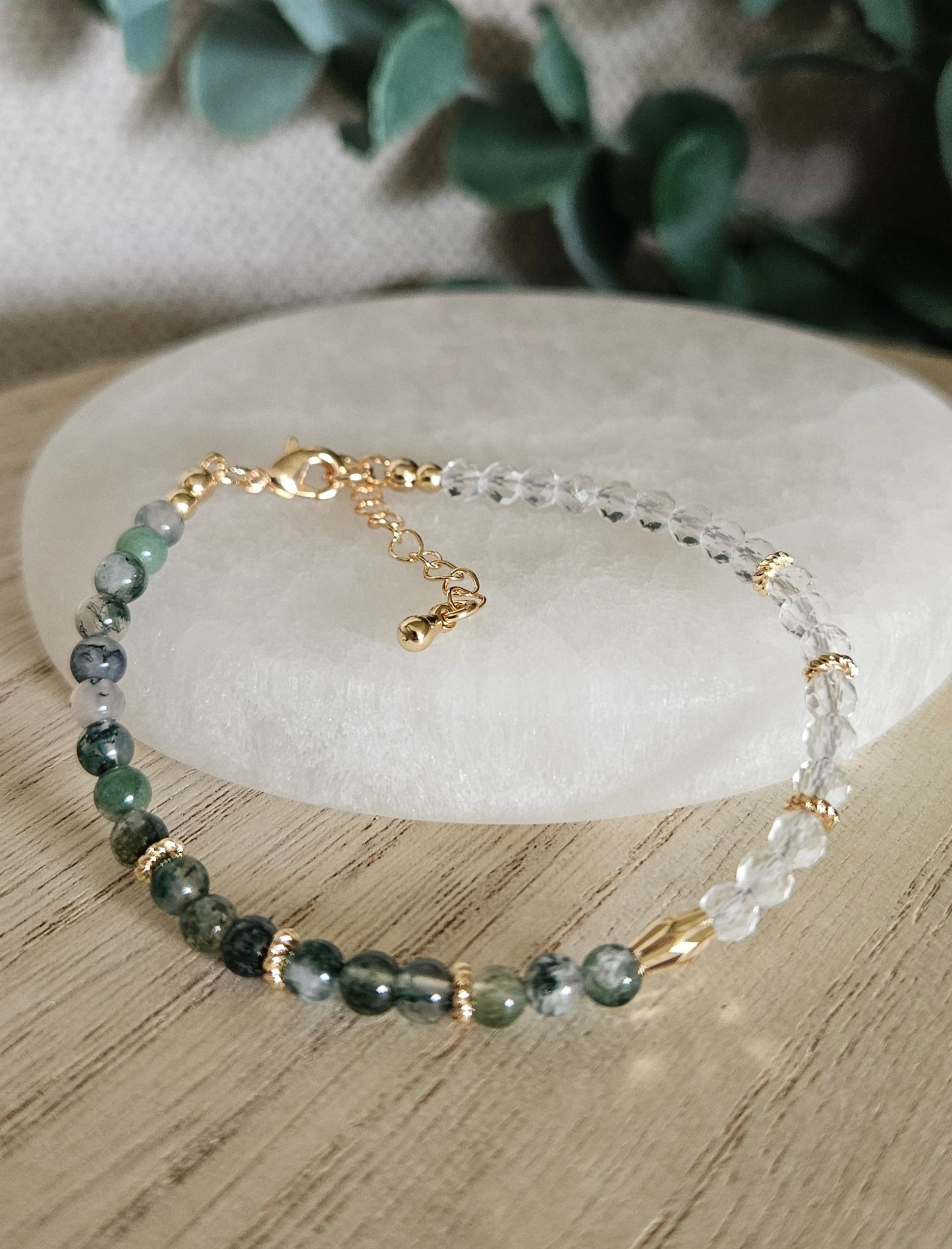 Moss Agate & Clear Quartz Bracelet | Growth, Clarity & Fresh Beginnings