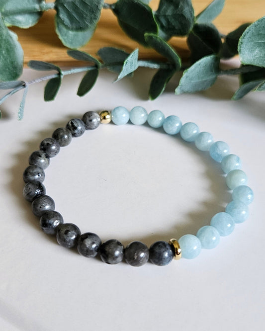 Still Force Bracelet | Aquamarine and Larvikite for Calm and Inner Strength