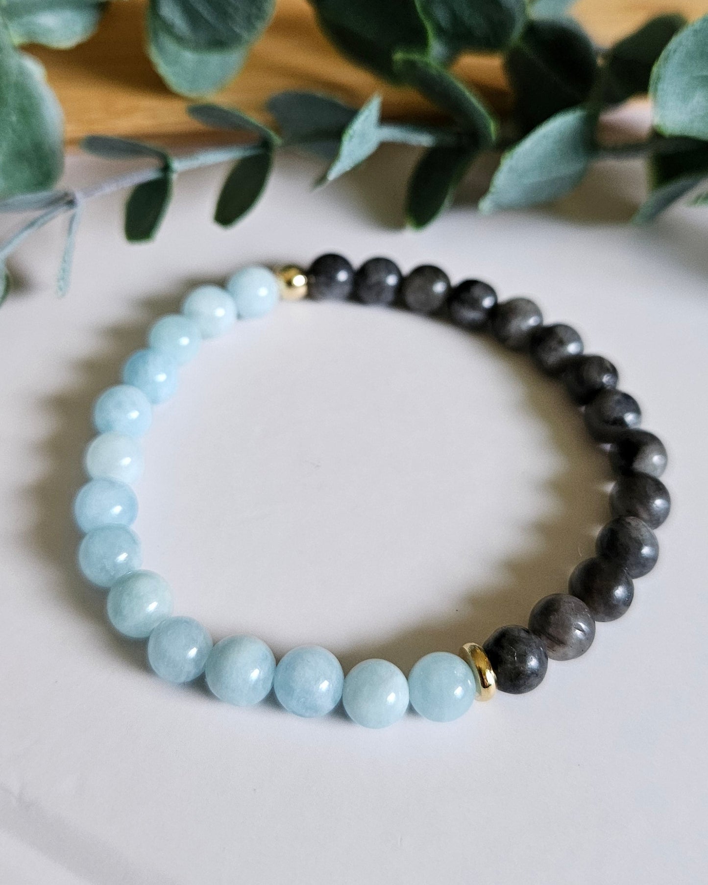 Still Force Bracelet | Aquamarine and Larvikite for Calm and Inner Strength