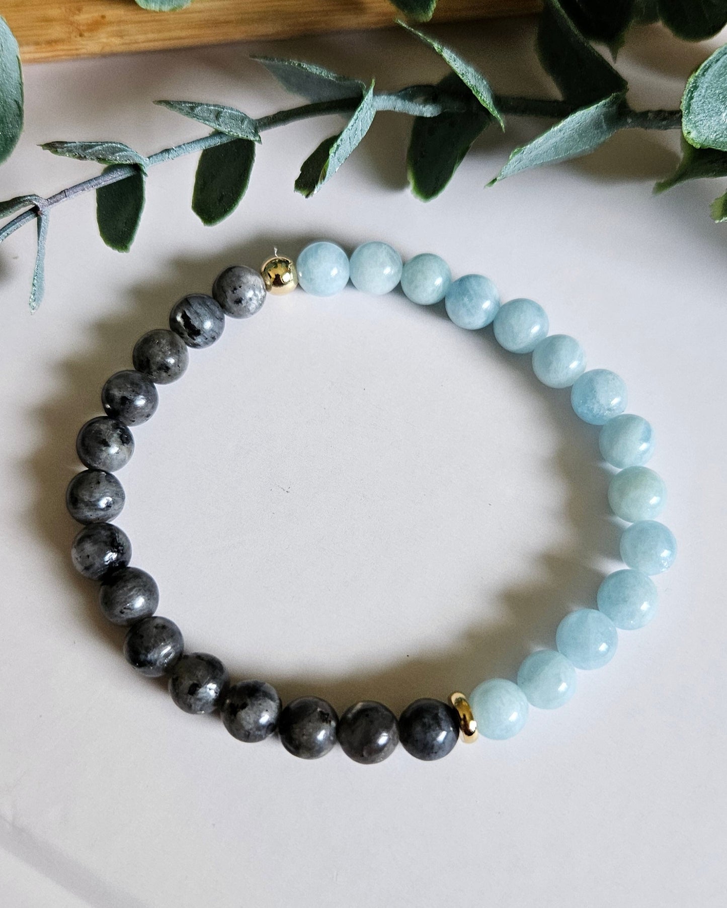 Still Force Bracelet | Aquamarine and Larvikite for Calm and Inner Strength
