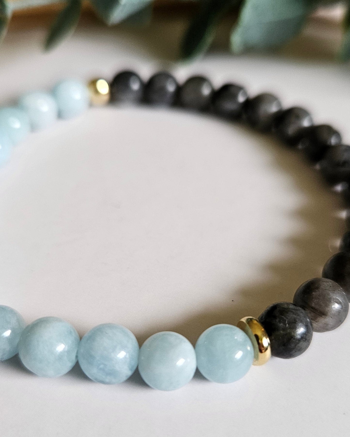 Still Force Bracelet | Aquamarine and Larvikite for Calm and Inner Strength