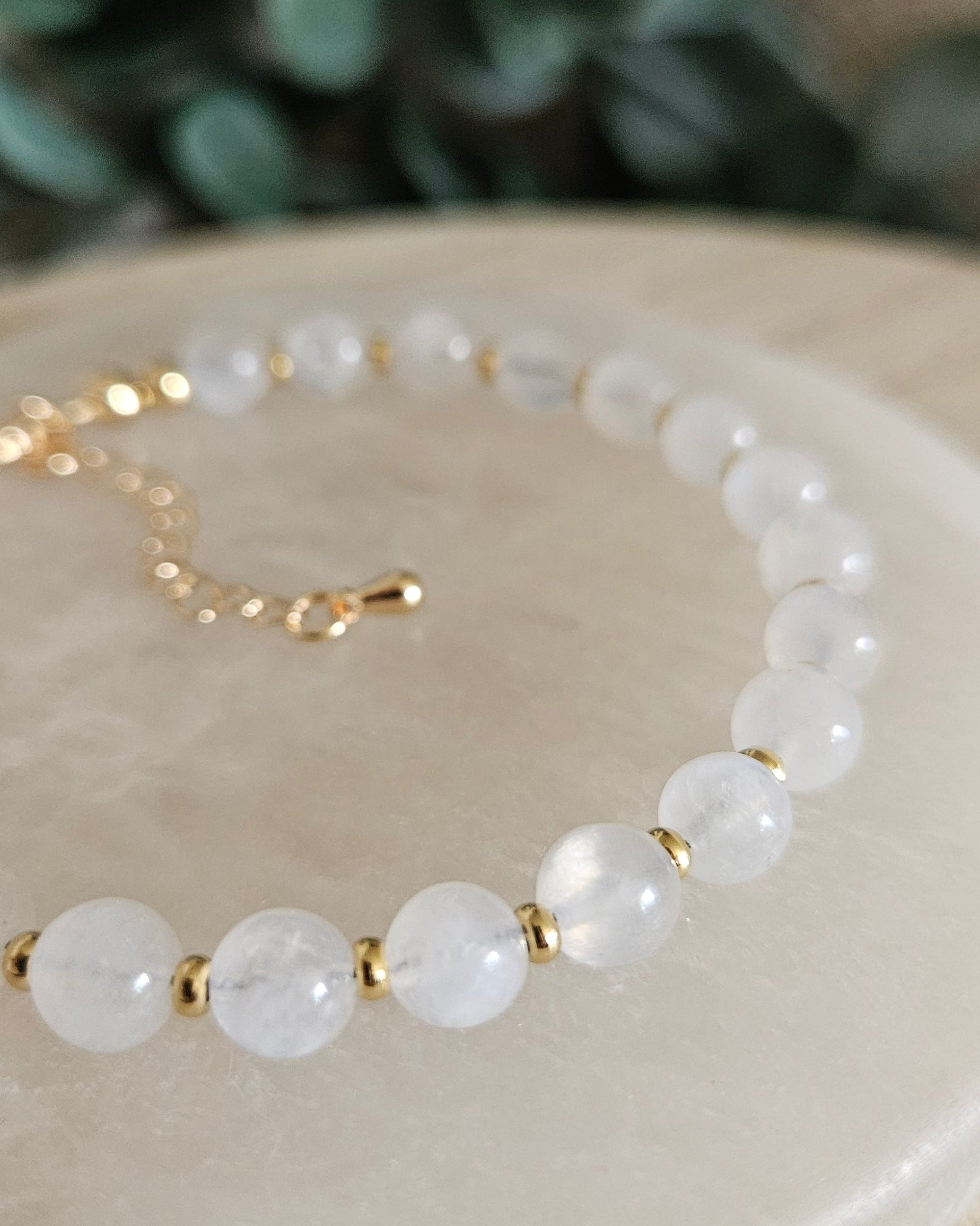 moonstone bracelet on selenite plate