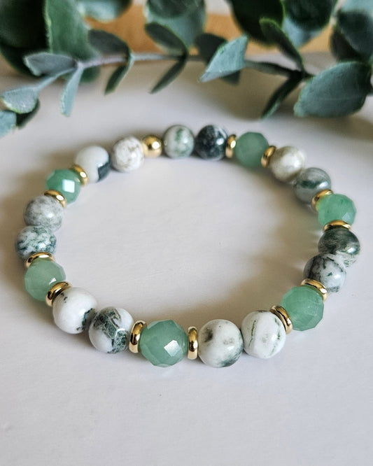 I Am Growing Bracelet | Green Aventurine and Tree Agate for Renewal and Growth
