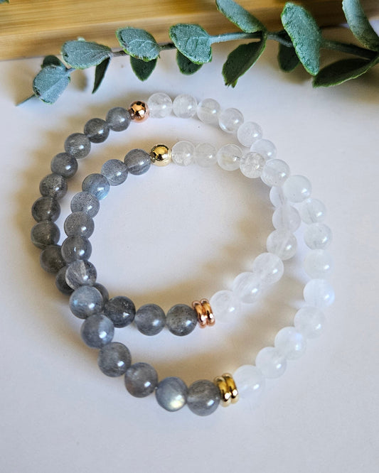 Celestial Veil Bracelet | Moonstone and Labradorite for Intuition and Transformation