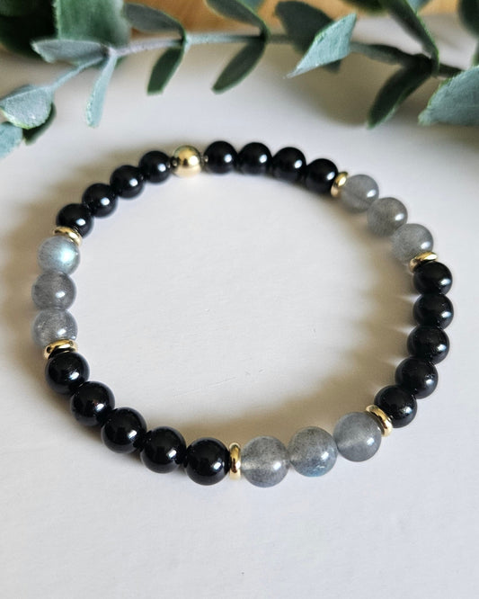I Am Protected Bracelet | Labradorite and Black Tourmaline for Protection and Intuition