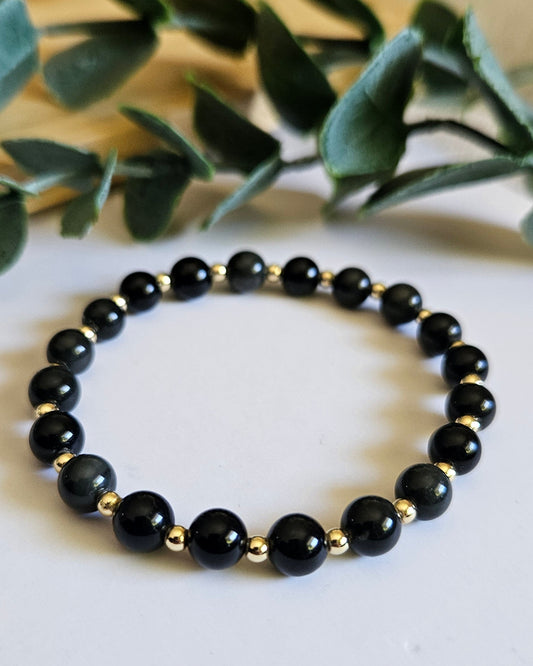 Midnight Rhythm Bracelet | Black Obsidian for Protection and Strength