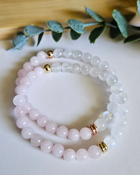 Moonlit Heart Bracelet | Moonstone and Rose Quartz for Love and Emotional Balance