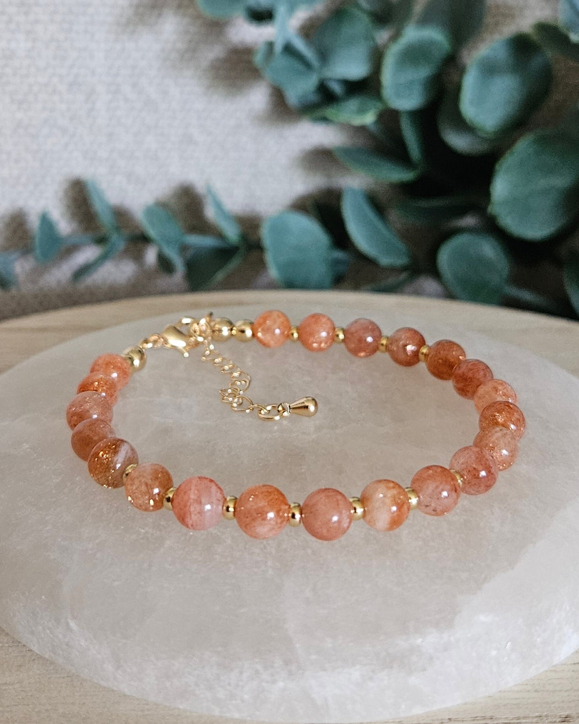 Sunstone Bracelet on a selenite plate