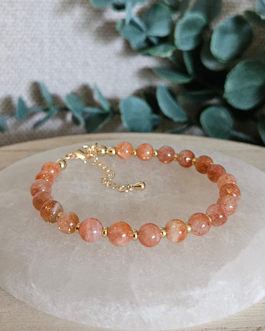 Sunstone Bracelet on a selenite plate