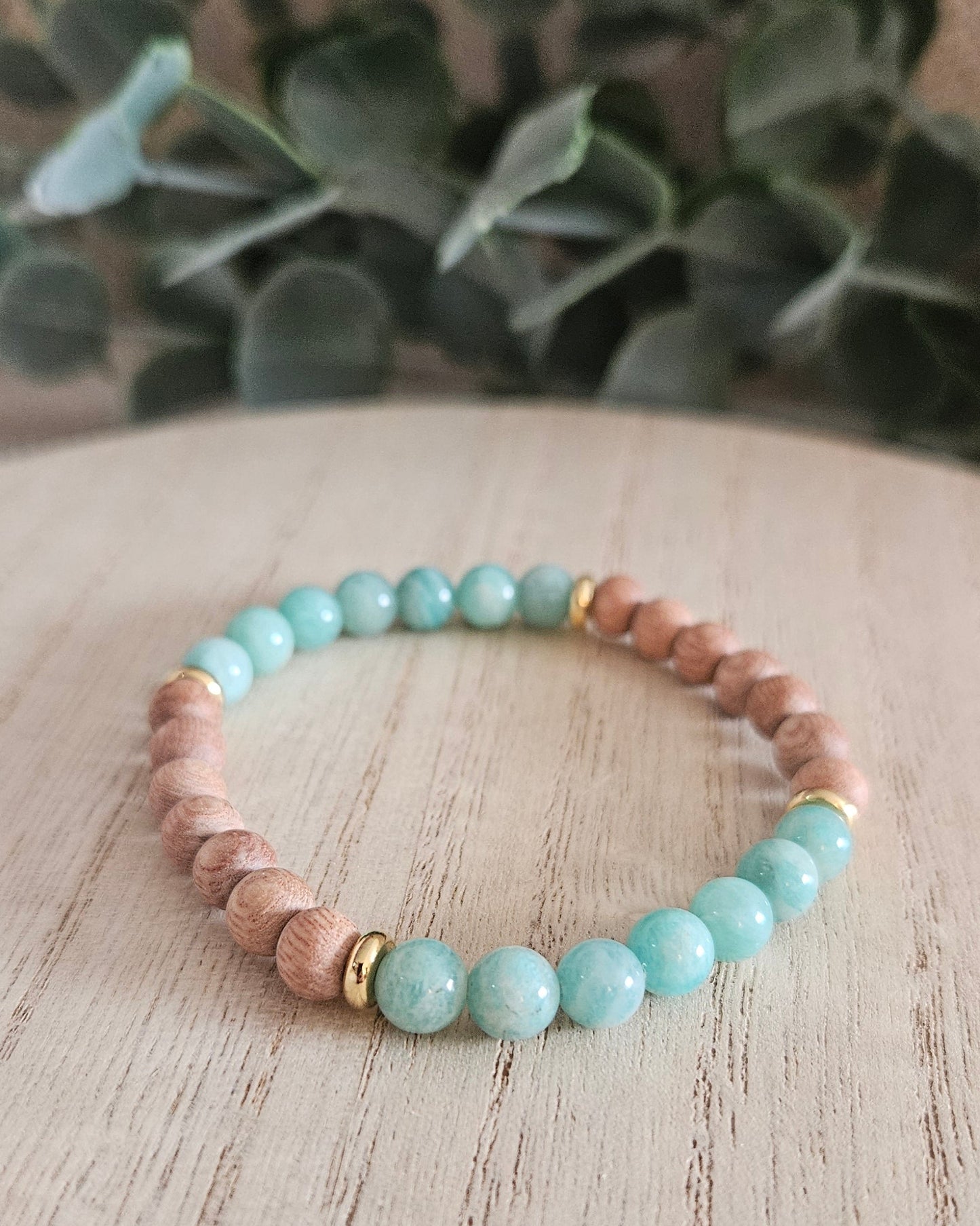 Amazonite & Rosewood Diffuser Bracelet | Calm Balance & Gentle Release