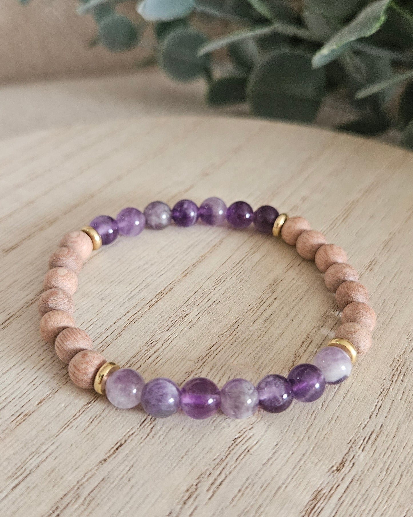 Amethyst & Rosewood Diffuser Bracelet | Calm Stillness & Clear Presence