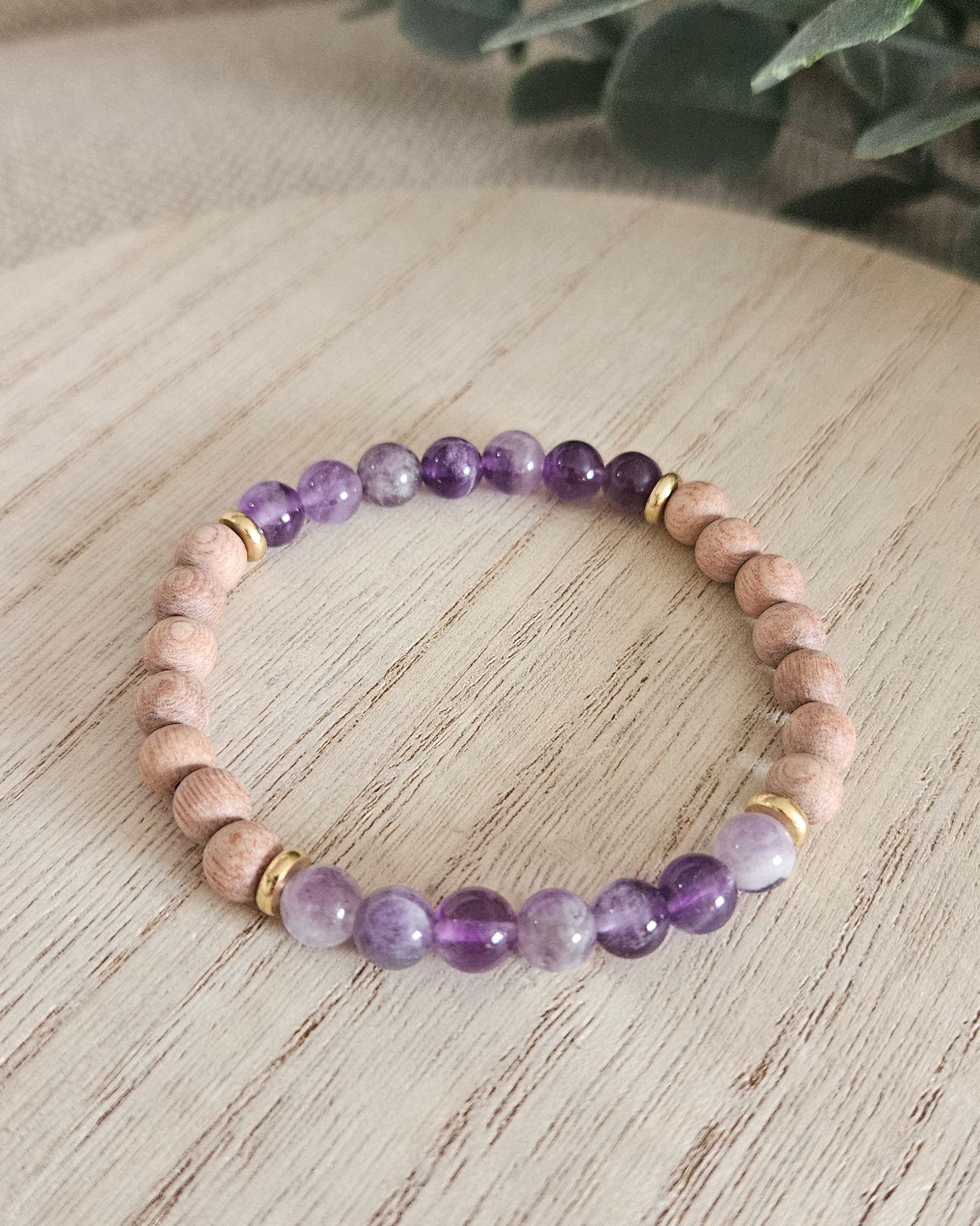 Amethyst & Rosewood Diffuser Bracelet | Calm Stillness & Clear Presence