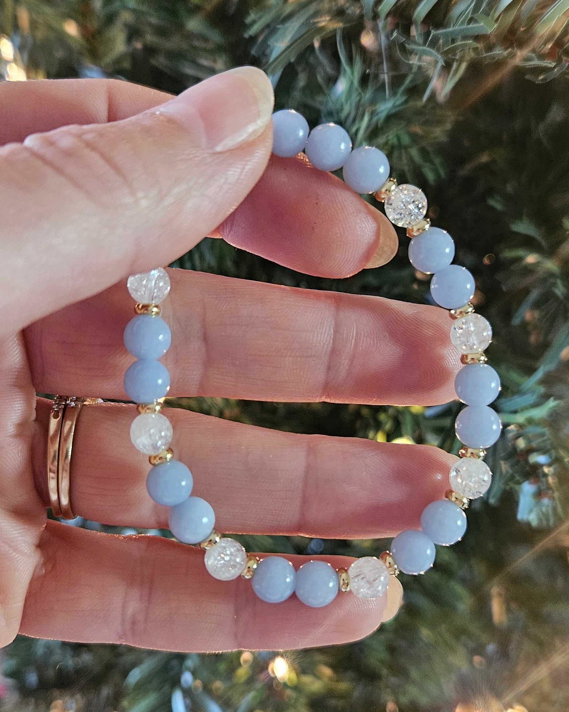 blue beaded bracelet