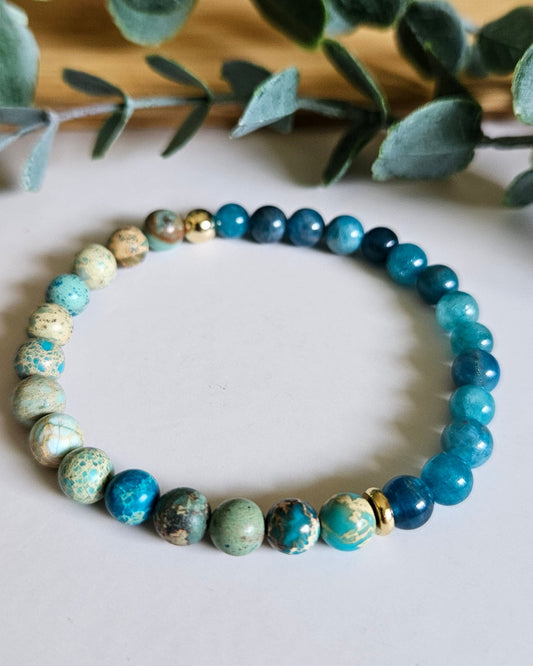 Inner Tide Bracelet | Apatite and Lake Blue Sea Sediment Jasper for Clarity and Calm