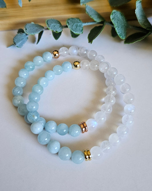 Lunar Tide Bracelet | Moonstone and Aquamarine for Calm and Renewal