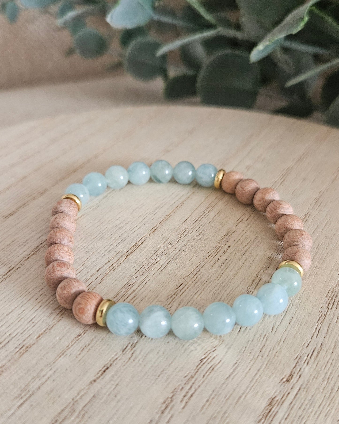 Aquamarine & Rosewood Diffuser Bracelet | Calm Renewal & Gentle Flow