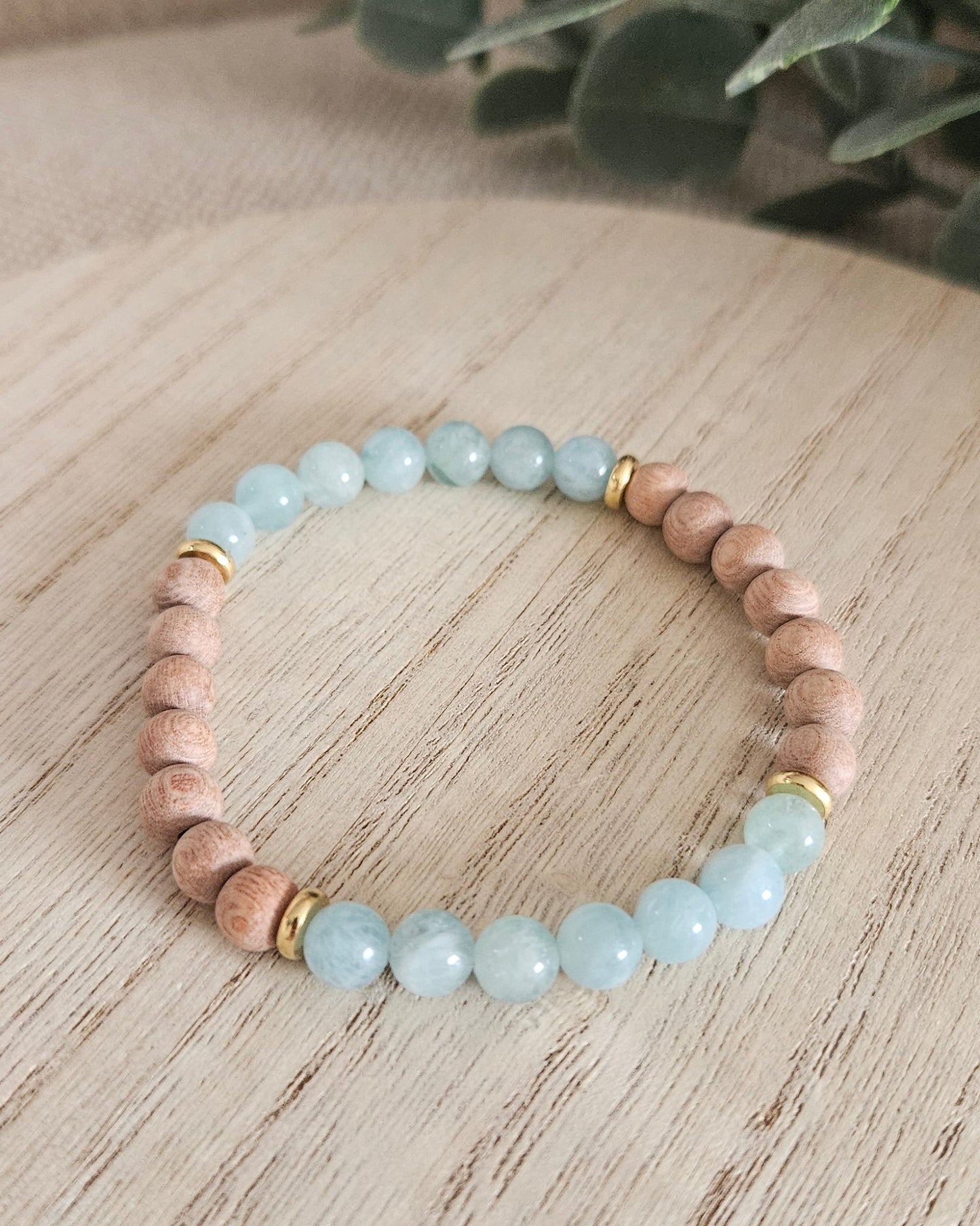 Aquamarine & Rosewood Diffuser Bracelet | Calm Renewal & Gentle Flow