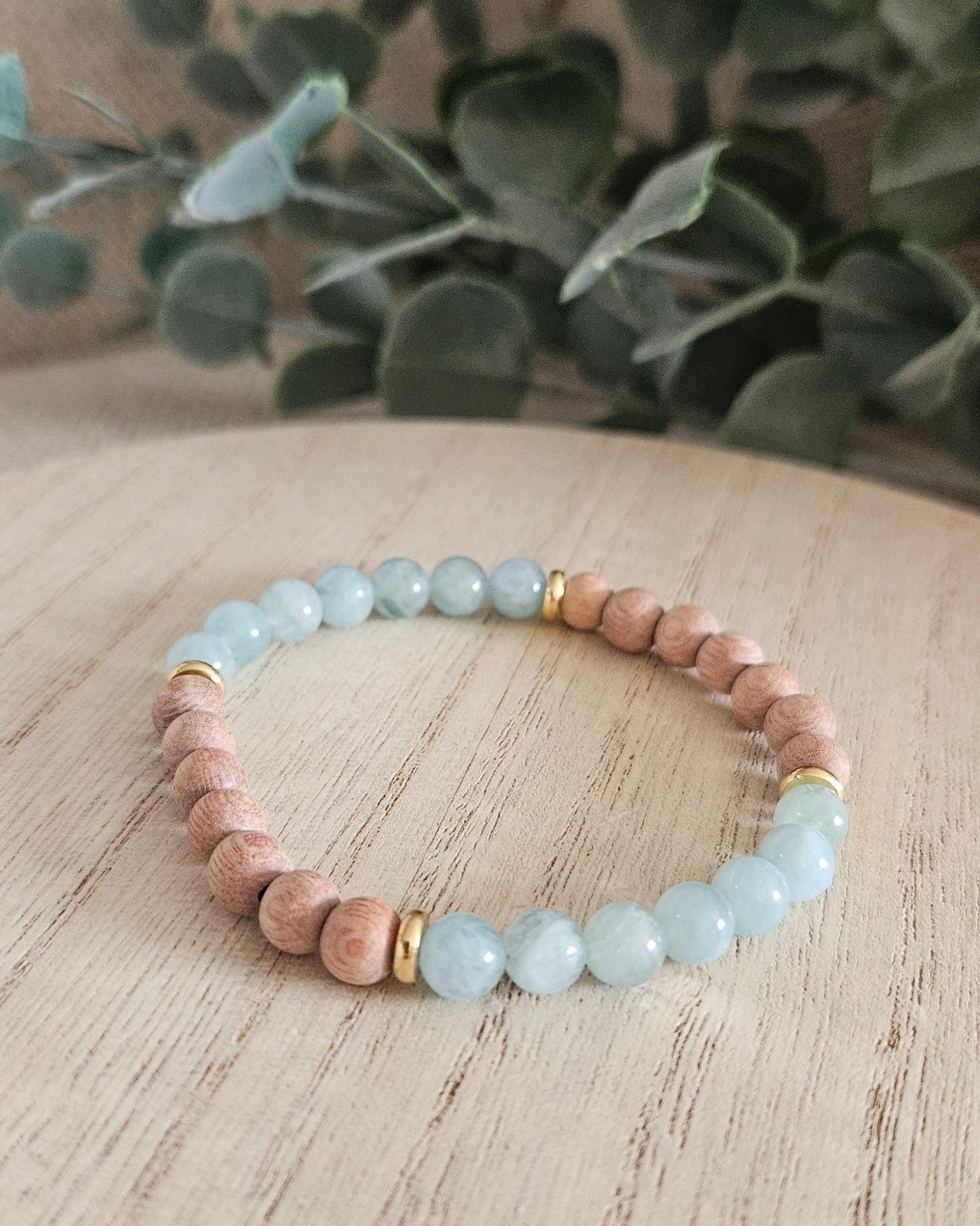 Aquamarine & Rosewood Diffuser Bracelet | Calm Renewal & Gentle Flow