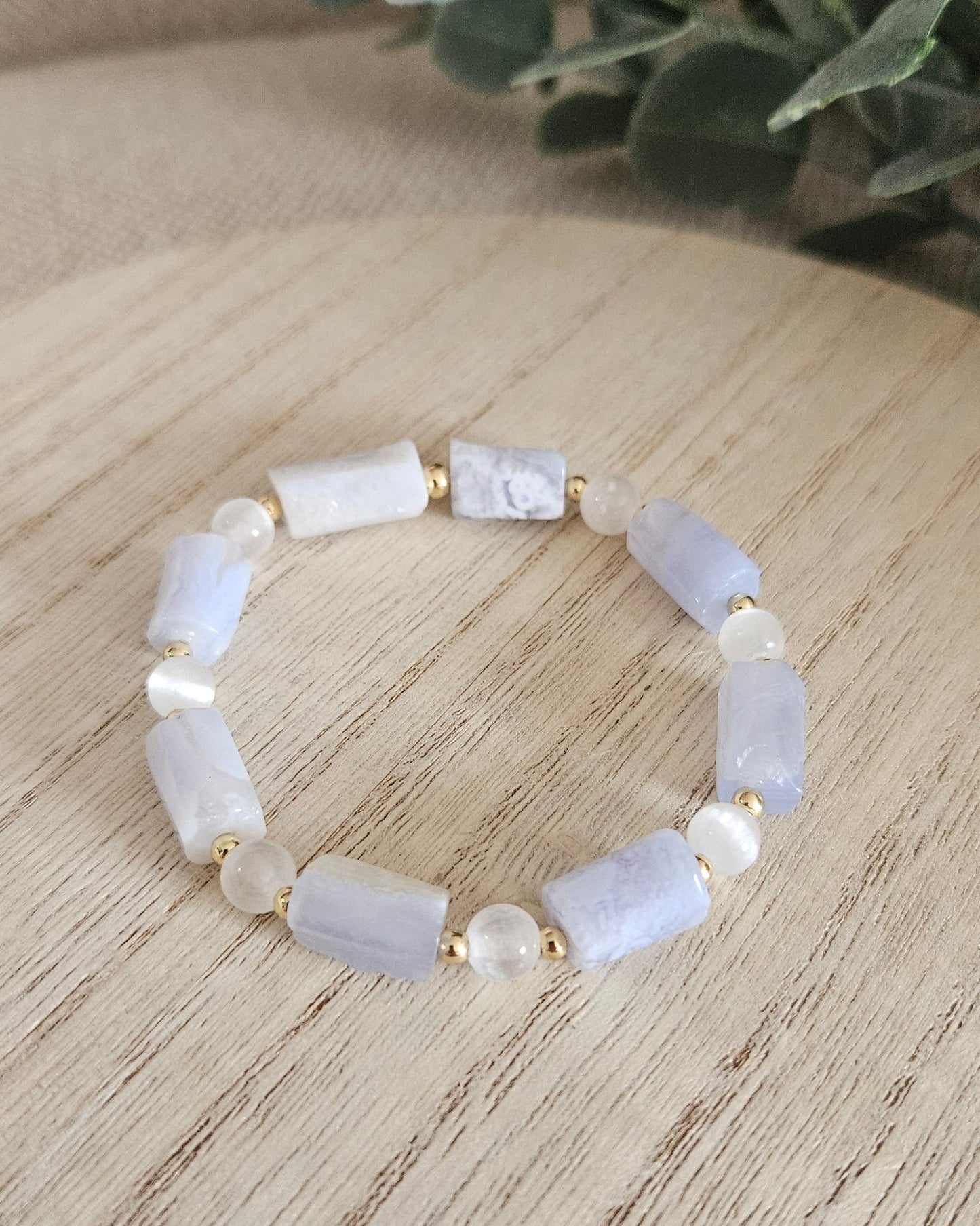 Blue Lace Agate & Selenite Bracelet | Quiet Clarity & Gentle Calm