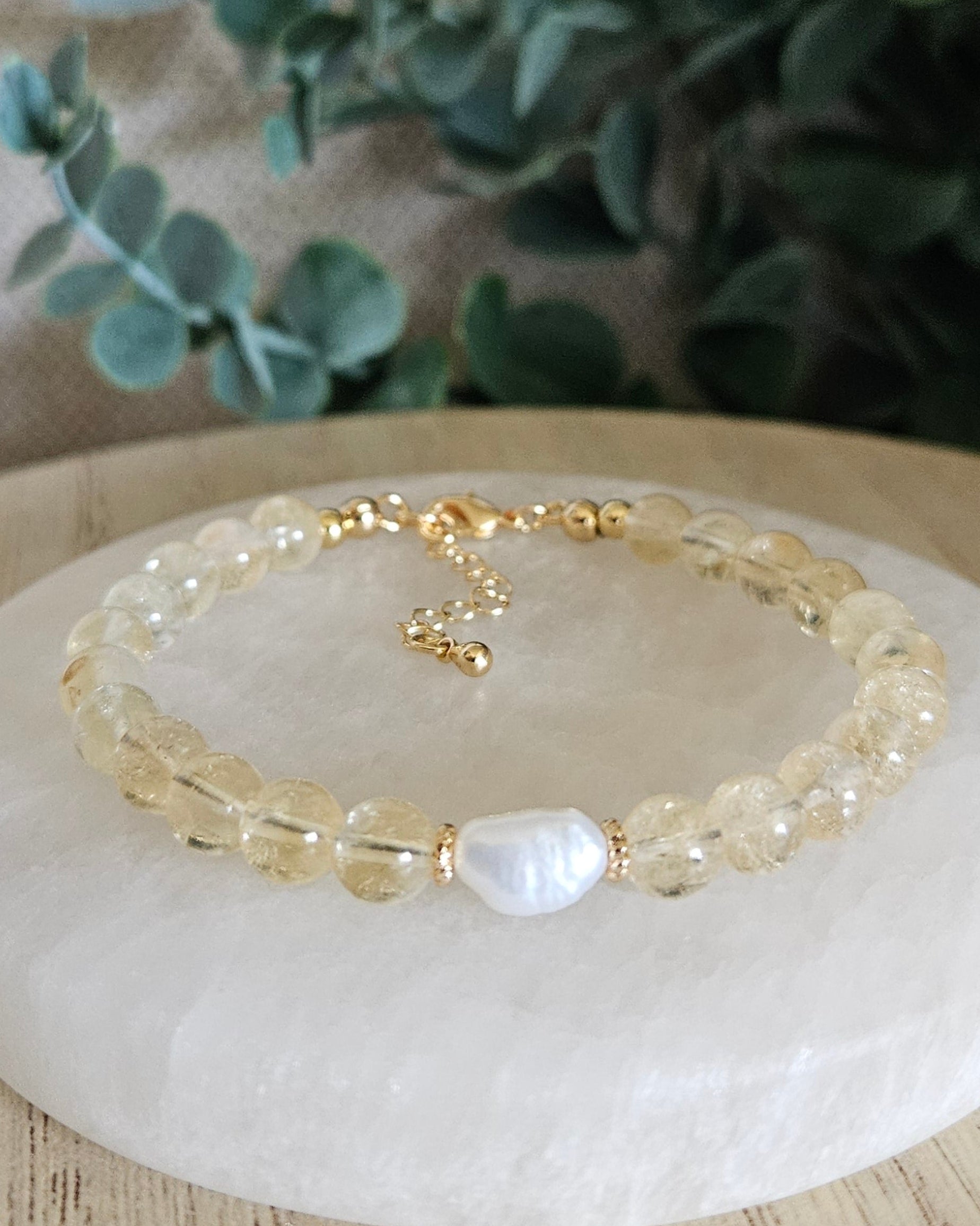 citrine bracelet on a selenite plate