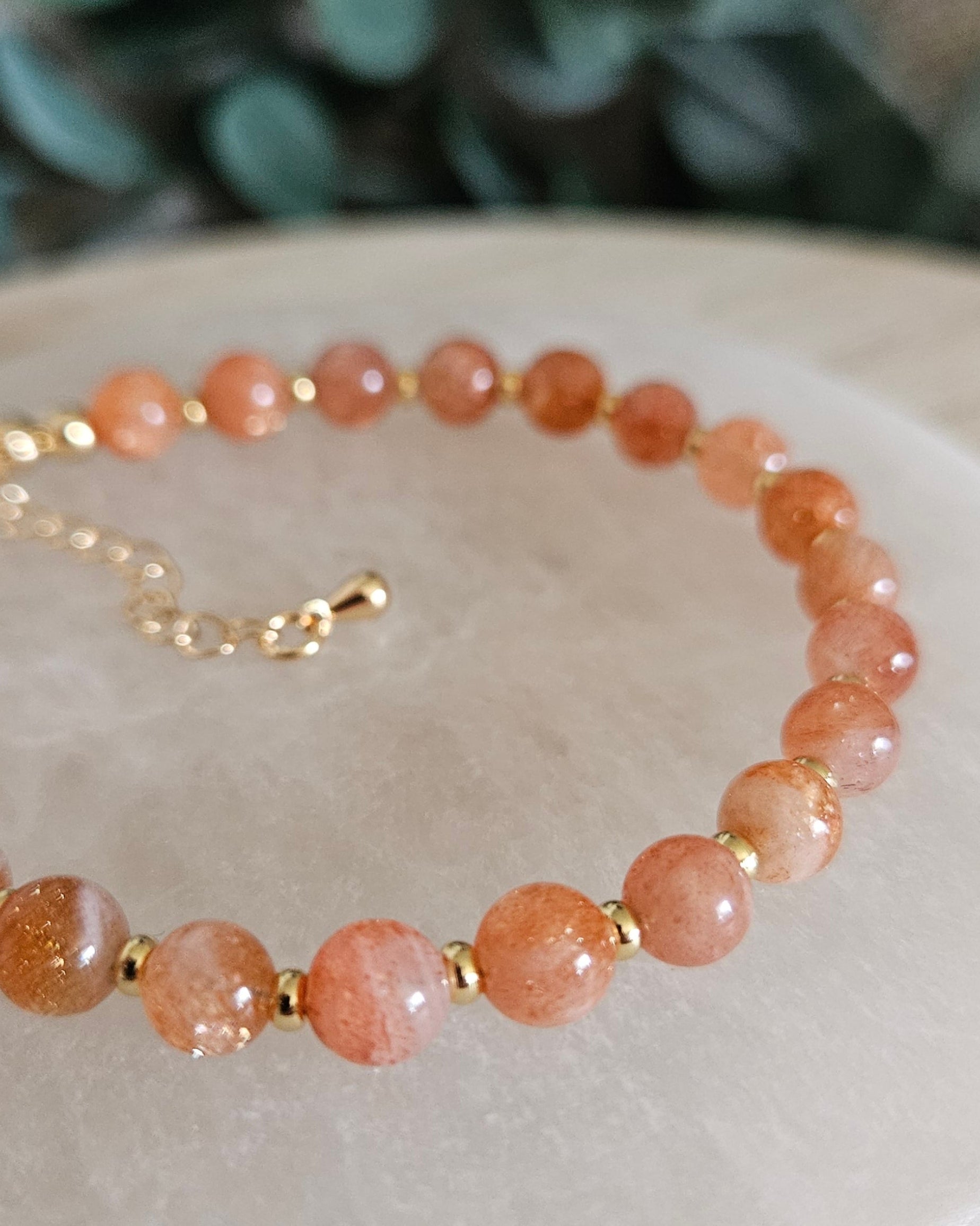 Sunstone bracelet on selenite plate