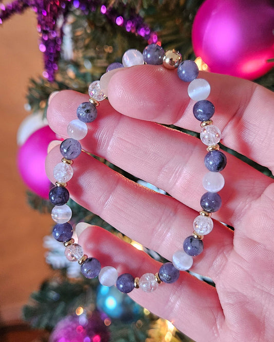 Starlight Calm Bracelet | Iolite, Selenite and Clear Quartz for Intuition and Inner Wisdom