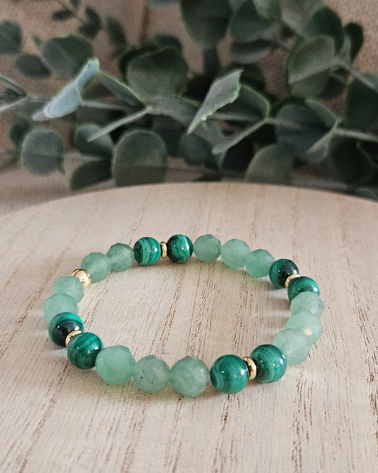 Green Aventurine & Malachite Bracelet | Courageous Growth & Open Heart