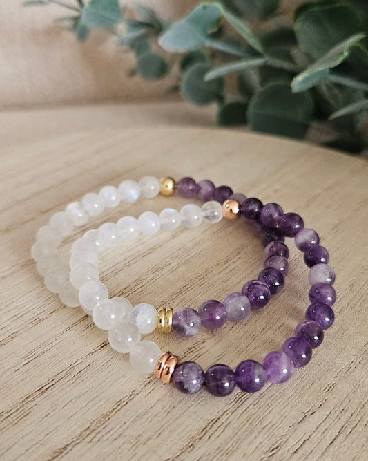 Moonstone & Amethyst Bracelet | Calm Insight & Gentle Clarity