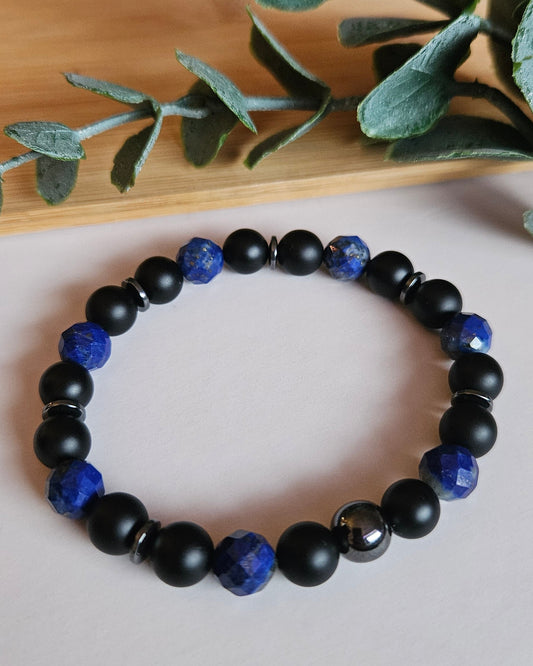 black and blue beaded bracelet